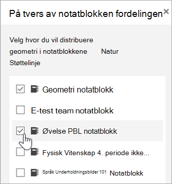 Vindu for distribusjon på tvers av notatblokker