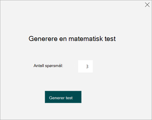 Skriv inn antall spørsmål for øvelsestesten.