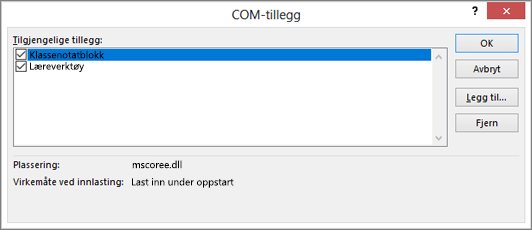 Ruten COM-tillegg