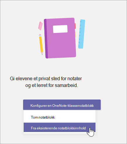 Opprett en klassenotatblokk fra eksisterende notatblokkinnhold.