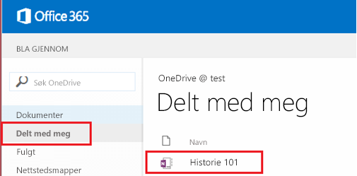 Skjermbilde av Delt med meg-skjermen.