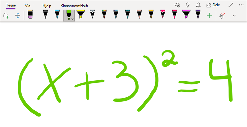 Skriv matematiske formler i OneNote for Windows 10