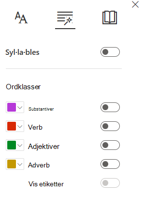 Skjermbilde av ordklasser.