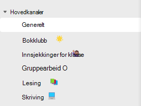 Skjermbilde av kanaler.