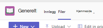 Skjermbilde som viser Files-fanen i en Teams-kanal.