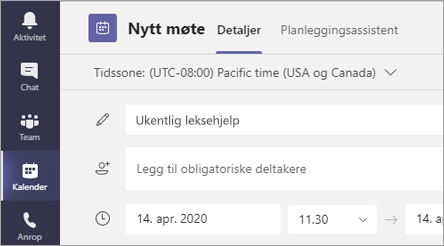Skjermbilde som viser for å gi møtet en tittel.