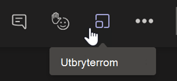 Skjermbilde som viser knappen for grupperom i et Teams-møtekontrollfelt.