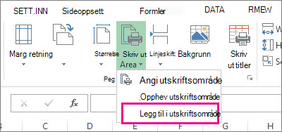 Legg til i utskriftsområde