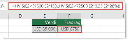 Eksempel på en velkonstruert HVIS-setning.