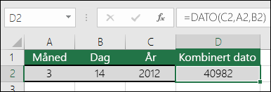 Eksempel på DATO-funksjonen 1