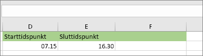 Startdato/-klokkeslett 7.15 AM, sluttdato/-klokkeslett 4.30 PM