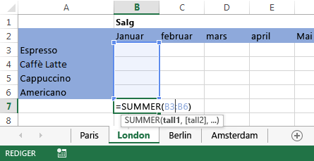 Formelen er også i London-regnearket.