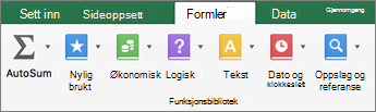 Klikk tekst på Formler-fanen.