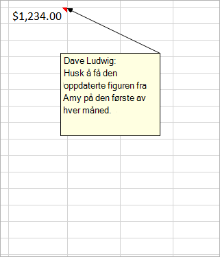 Celle med $ 1,234.00, og en oOlder, eldre kommentar vedlagt: Dave Ludwig: Er dette tallet riktig?