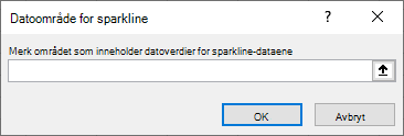 Velg området som inneholder datoverdiene for sparkline-dataene i dialogboksen Sparkline-datointervall.