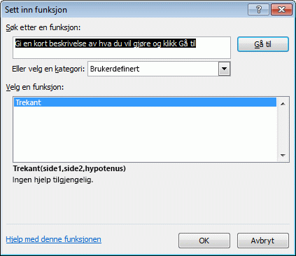 dialogboksen Sett inn funksjon