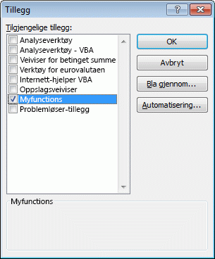 dialogboksen Tillegg