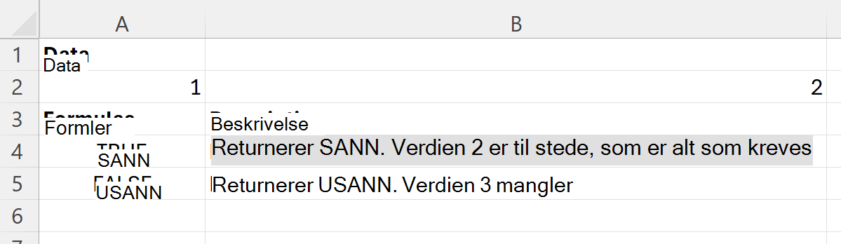 Bruke HASALL til å vise at gjentatte søkeverdier bare trenger å finnes én gang