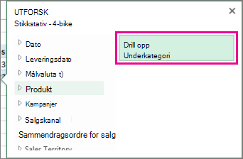 Drill opp-knappen i Utforsk-boksen