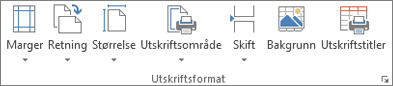 Utskriftsformat-gruppen på fanen Sideoppsett