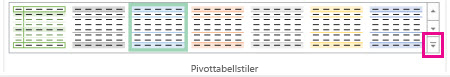 Mer-knappen i Pivottabellstiler-galleriet