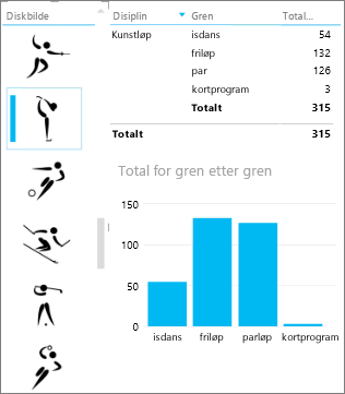 Slicer med bilder filtrerer andre visualiseringer i Power View