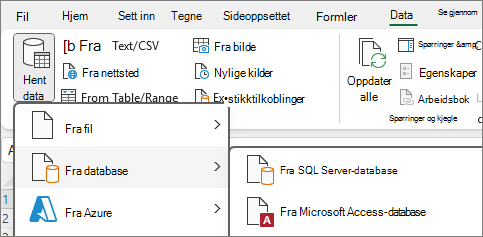 Importere data fra Access