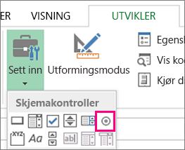 Kontrollen for alternativknapp på båndet