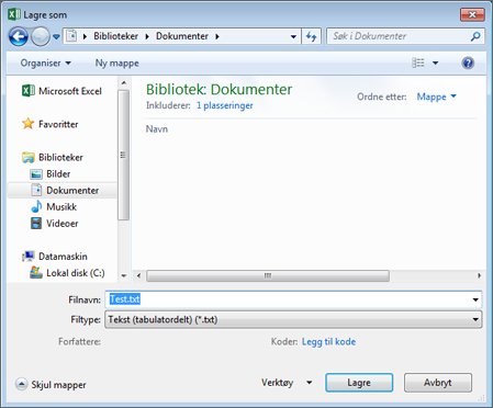 Dialogboksen Lagre som
