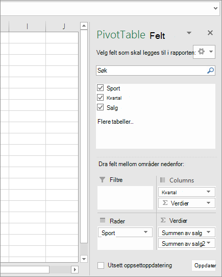 Pivottabellfelt