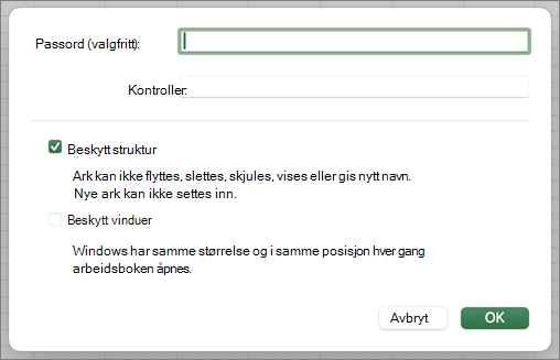 Beskytt struktur og Windows MacOS