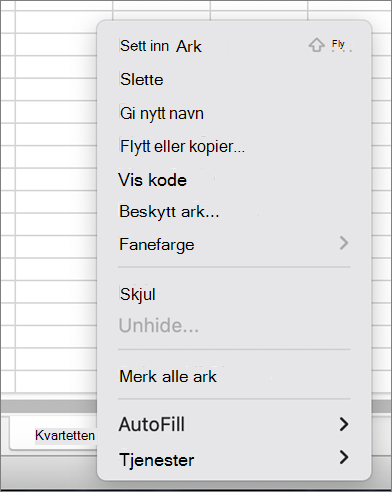 Beskytt arbeidsbok-menyen er ikke tilgjengelig MacOS