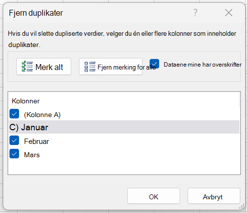 Fjerne duplikater 5