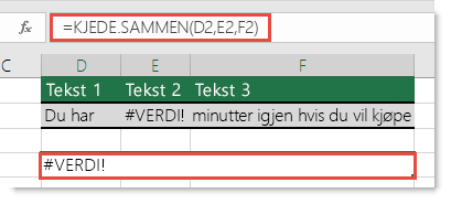 #VERDI!-feil i KJEDE.SAMMEN