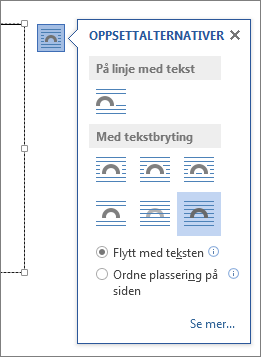 Alternativer for tekstboksoppsett
