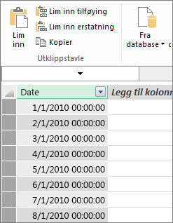 Datotabell i Power Pivot