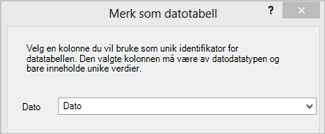 Dialogboksen Merk som datotabell