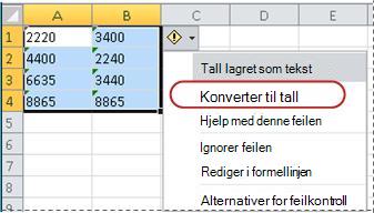 Kommandoen Konverter til tall