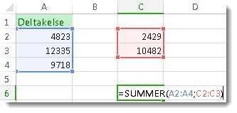 Bruke SUMMER med to tallområder
