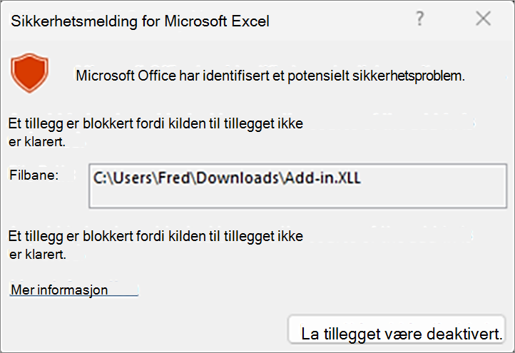 Blokkere XLL-panelet