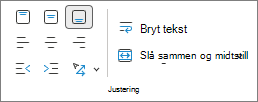 Skjermbilde som viser justering av tekst.
