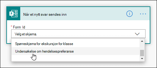 Velg et skjema som utløser i Power Automate
