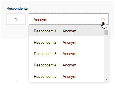 Vis en rullegardinliste over respondenter i Microsoft Forms