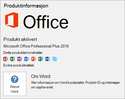 Viser Backstage-visningen av en volumlisensversjon av Office