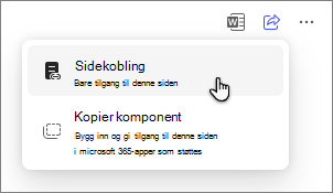 Sider i Copilot-alternativet for å dele en side via en sidekobling.
