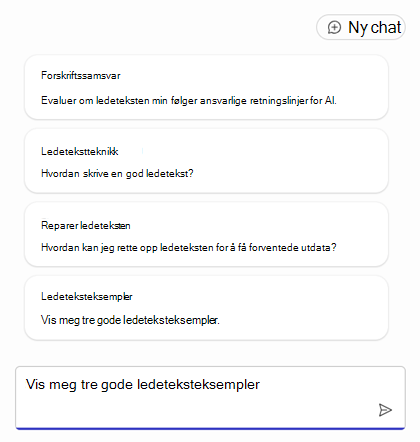 En liste over ledetekster for å få deg i gang med å bygge en agent