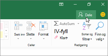 Markøren klikker delingsikonet