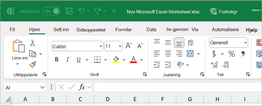 Ny Excel-fil