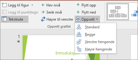 Viser Oppsett-alternativet i SmartArt-verktøy