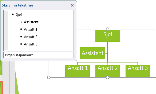 Viser et eksempel på et SmartArt-organisasjonskart